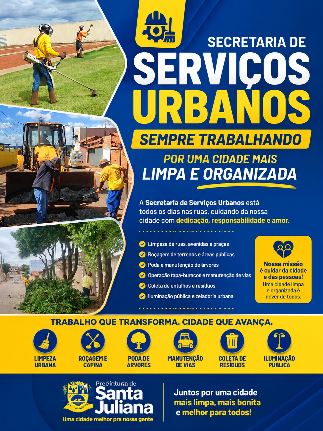 Secretaria de Serviços Urbanos segue trabalhando por uma cidade mais limpa e organizada