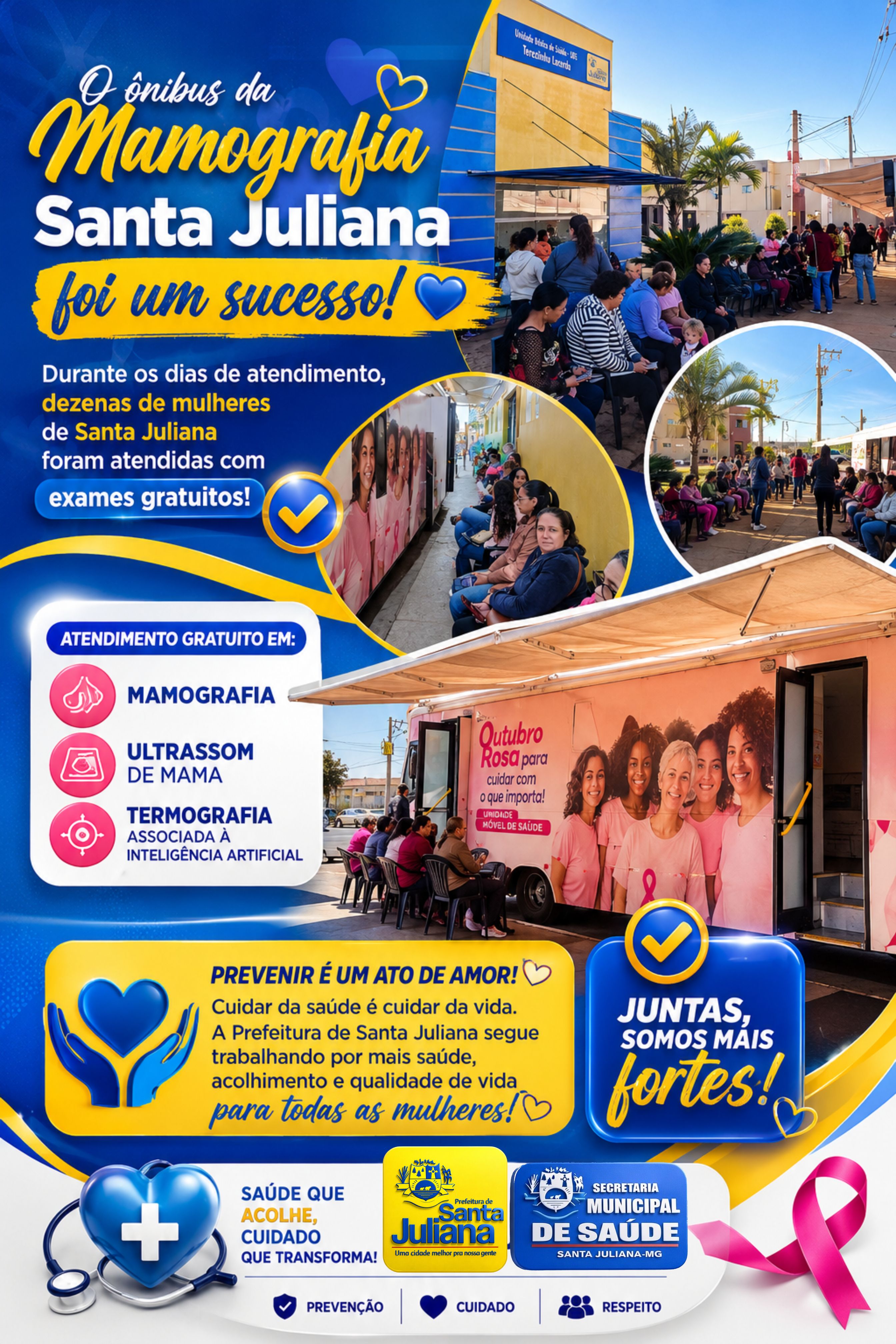 Ônibus da Mamografia em Santa Juliana foi um sucesso