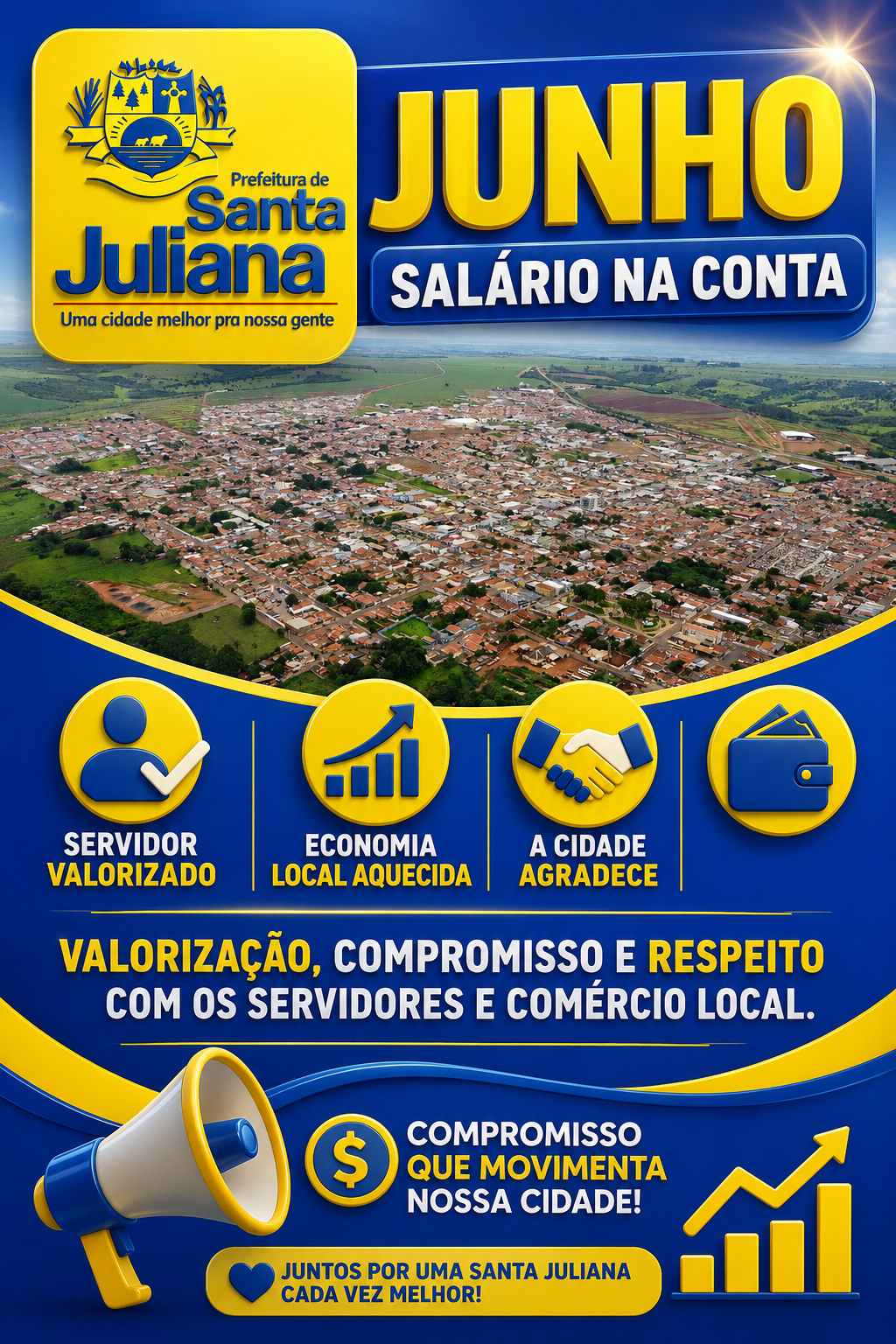 Salário na Conta: Prefeitura de Santa Juliana reforça compromisso com a valorização dos servidores