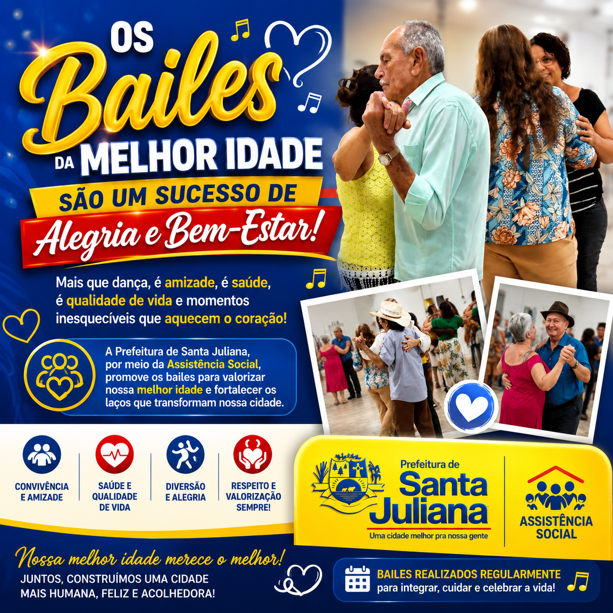 Bailes da Melhor Idade promovem alegria, saúde e integração em Santa Juliana