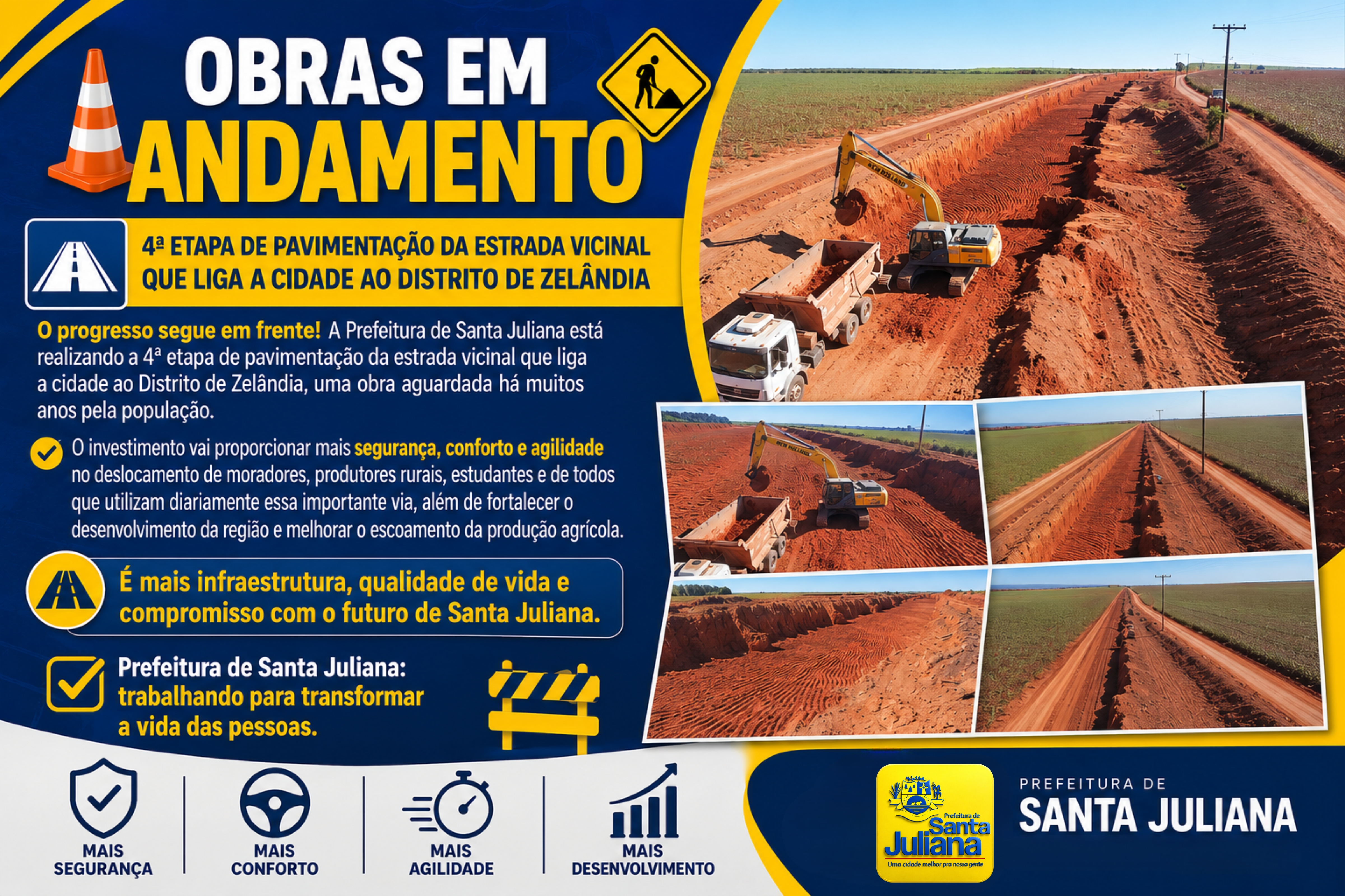 4ª Etapa de Pavimentação da Estrada Vicinal que Liga Santa Juliana ao Distrito de Zelândia