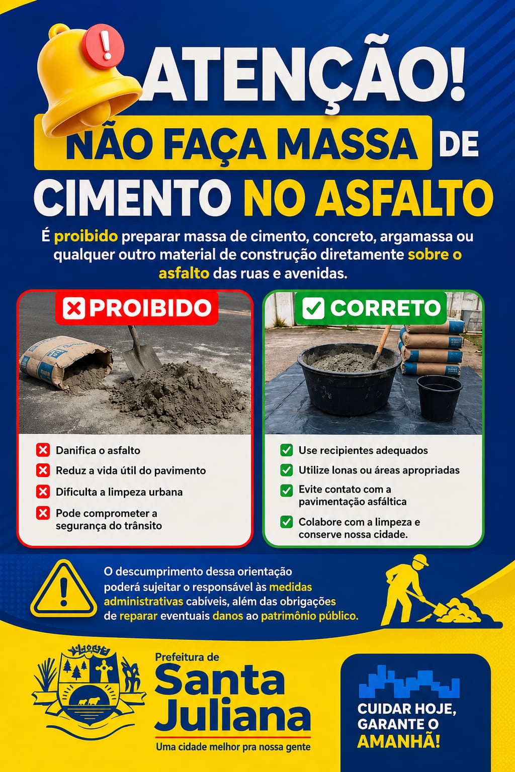 ATENÇÃO! NÃO FAÇA MASSA DE CIMENTO NO ASFALTO